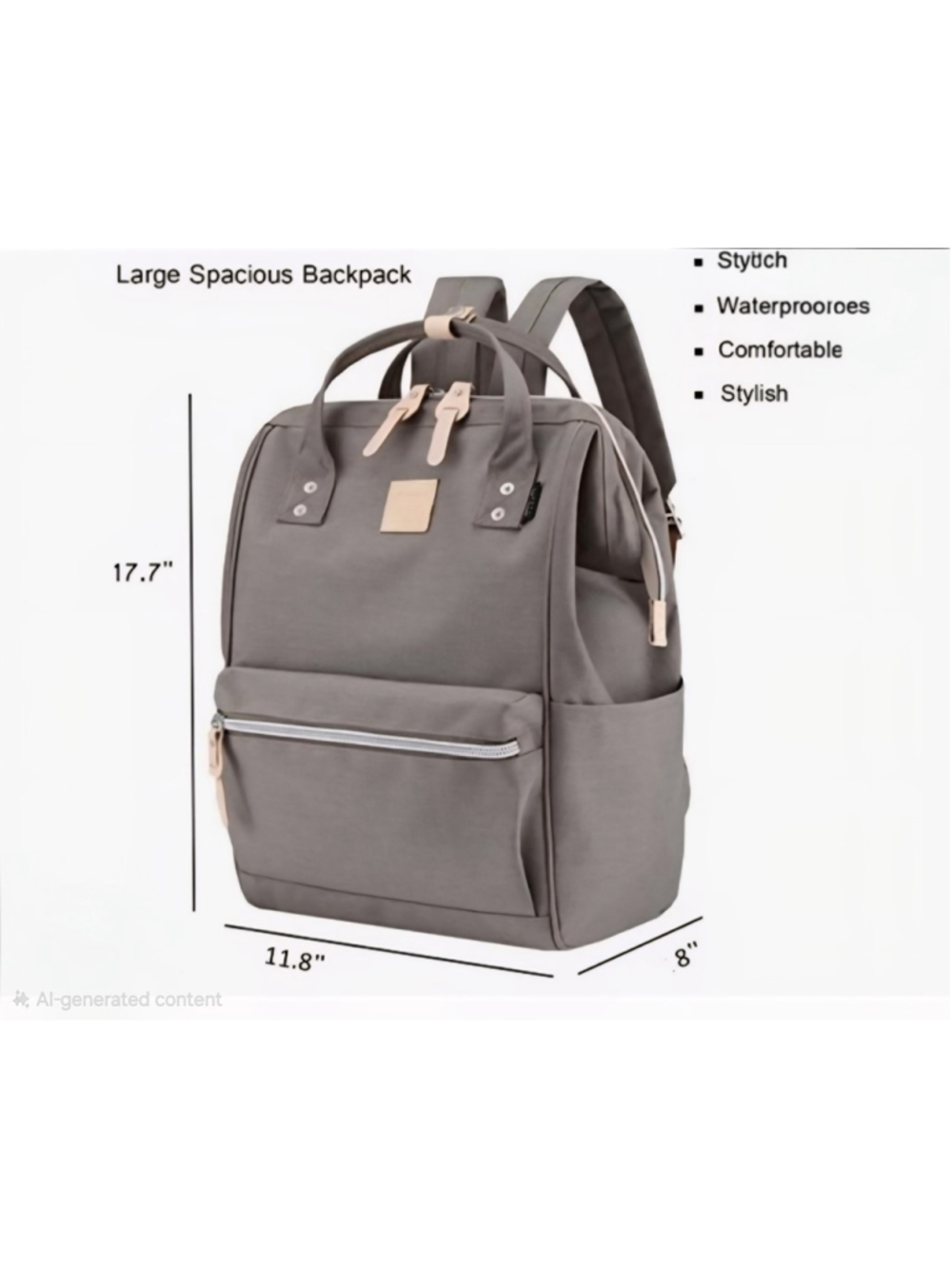 Himawari Gray Laptop Backpack Wide Opening Travel Diaper Bag School Bag - Picture 2 of 16